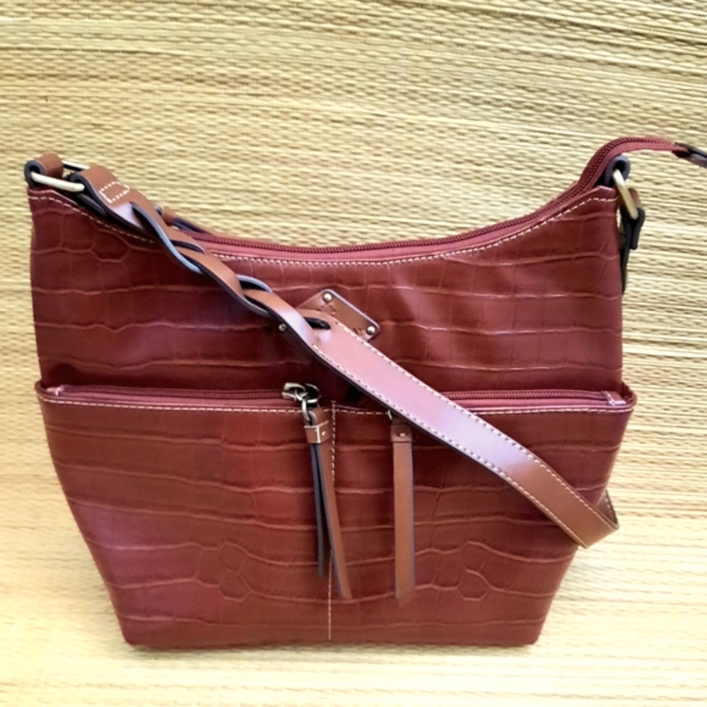 St. John's Bay- Brown Faux Alligator Texture, Bag